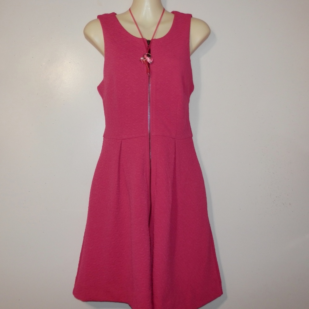 Francesca's Alya S Skater Box Pleat Hot Pink E398